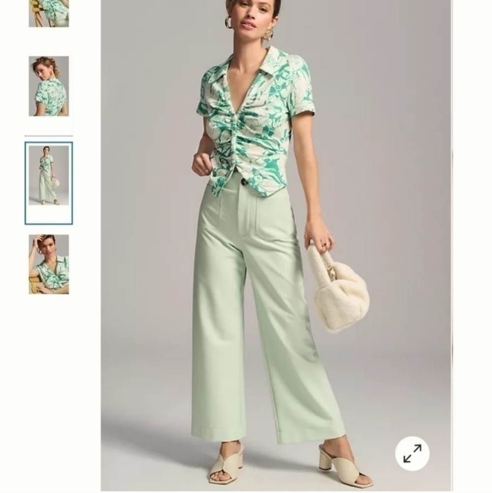 Anthropologie Maeve Ruched Blouse Floral 90s Y2K Retro Fairycore Cottagecore - Picture 10 of 10